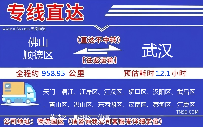 佛山順德區到武漢物流公司