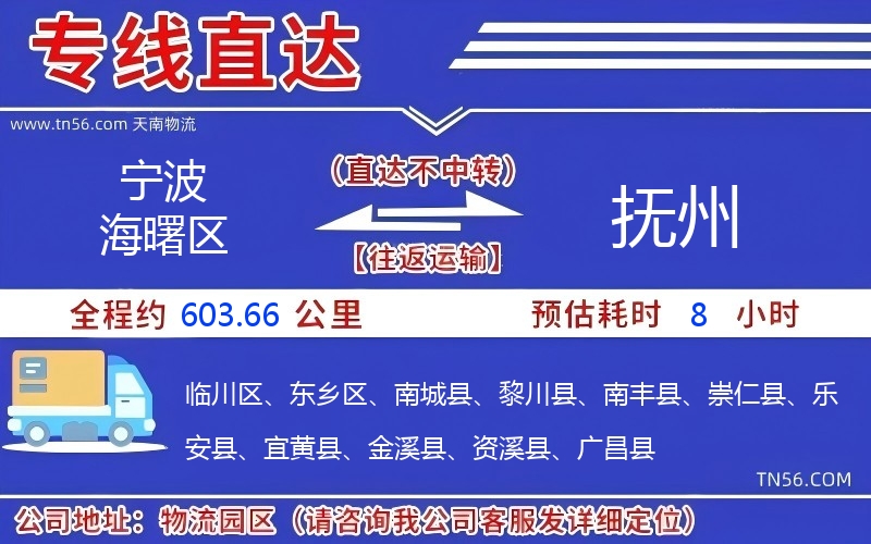 寧波海曙區到撫州物流公司 寧波海曙區到撫州物流公司